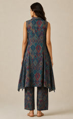Navy Blue Modal Geometric Print Co-ord Set