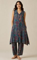 Navy Blue Modal Geometric Print Co-ord Set