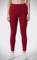 Marron Cotton Ankle Length Legging