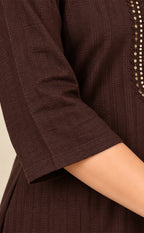 Dark Coffee Brown Fancy Sequence Work Co-ord Set