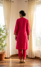 Rani Pink Maslin Silk Short Length Co-ord Set