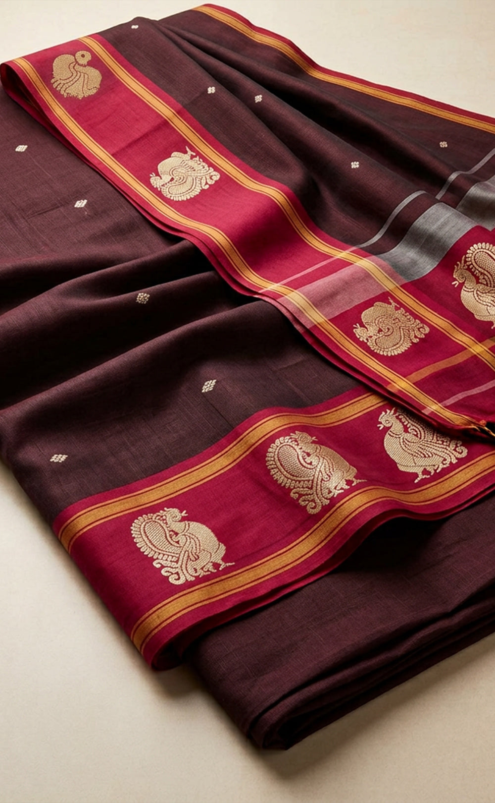 Deep Wine Cotton Buti Thread Work Un-Stitched Dress Material