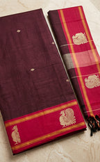 Deep Wine Cotton Buti Thread Work Un-Stitched Dress Material