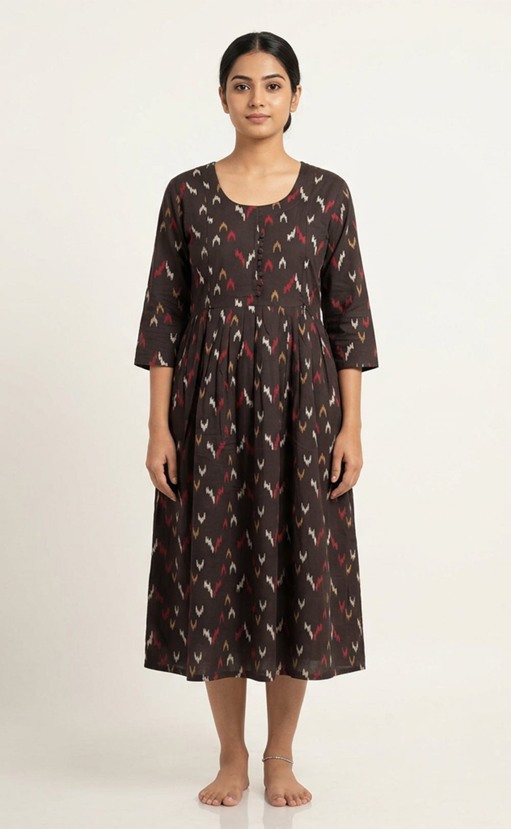 Dark Grey Rayon All-Over Printed Feeding Kurti