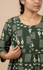 Green Rayon All-Over Printed Feeding Kurti