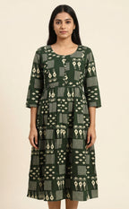 Green Rayon All-Over Printed Feeding Kurti