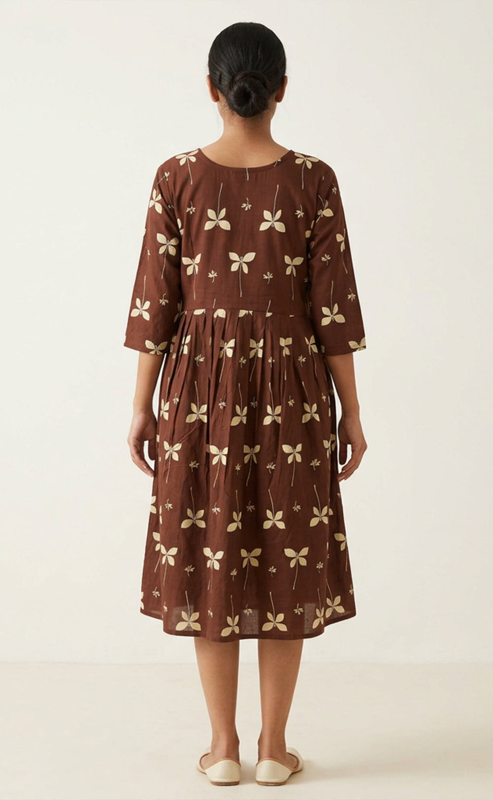 Brown Rayon All-Over Floral Printed Feeding Kurti