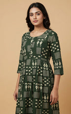 Green Rayon All-Over Printed Feeding Kurti
