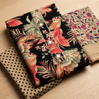 Black Cotton Floral Printed Un-Stitched Dress Material