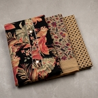 Black Cotton Floral Printed Un-Stitched Dress Material